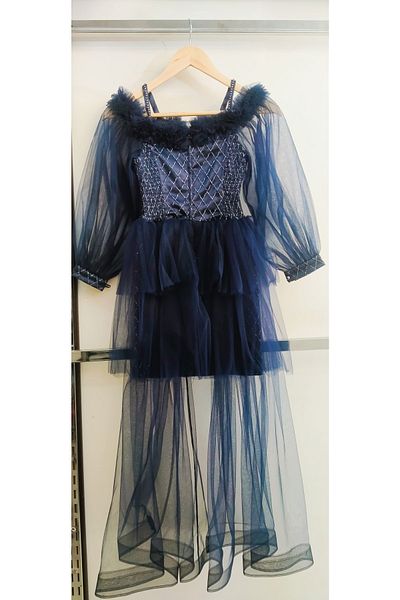 N.Y.YILDIZ Star Balloon Tulle Sleeves Short Back Long Tulle Skirt Children's Evening Dress