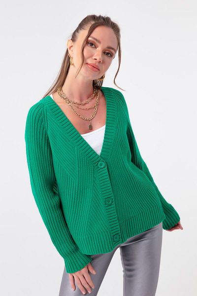 Lafaba Women's Green Execution Pattern Mini Knitwear Cardigan