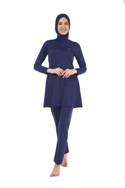 Estiva Patterned Bonnet Scarf Lycra Fully Covered Hijab Swimsuit