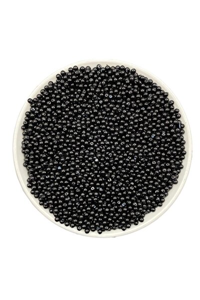 Hedef Bijuteri 25 جرام 3 مم حبات اللؤلؤ الزجاجي الأسود، خرز صنع المجوهرات (25...