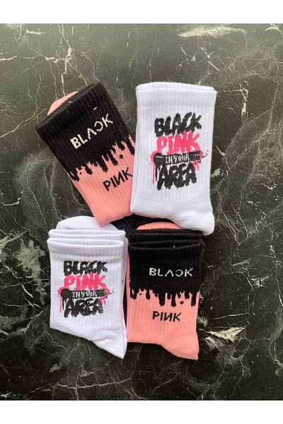 çorapdunyam Κάλτσες τένις Unisex 4 τεμαχίων Black Ping Cheerful College