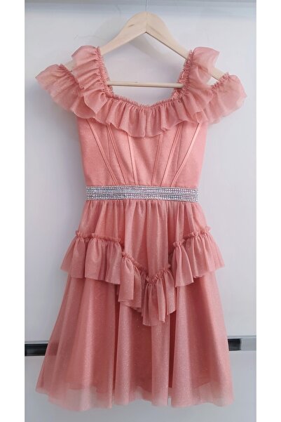 N.Y.YILDIZ Коротке дитяче вечірнє плаття з блискітками, з коротким підкладкою...