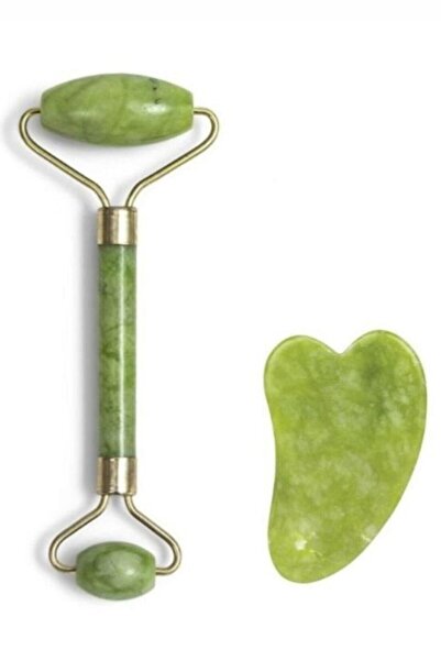arzzu Yeşil Kuvars (quartz) Face Roller Ve Kalp Guasha Ikili Set Doğaltaş Gua...