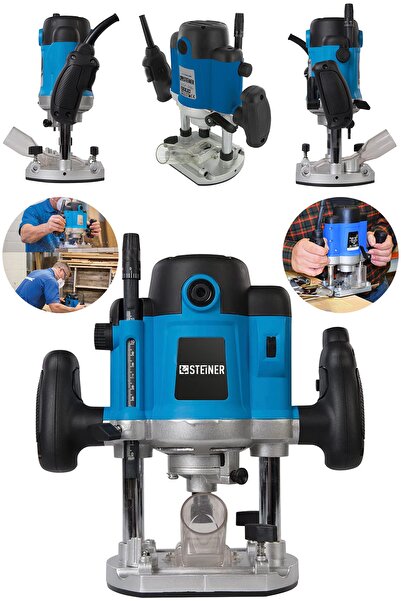 STEİNER Alman Blue 4000 Watt Devir Ayarlı Metal Şanzuman Profesyonel Freze Formika Makinası 8 Mm Pens