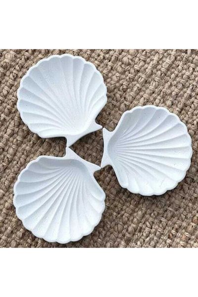Orange Atelier 3-Piece Decorative Concrete Oyster Jewelry Plate
