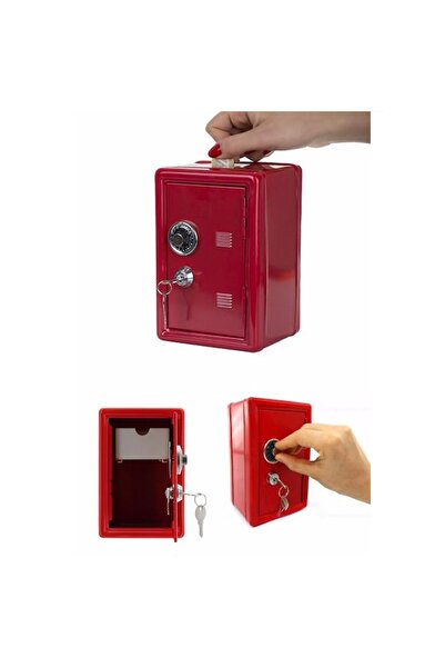 keyfim shop Lockable Safe Piggy Bank -red