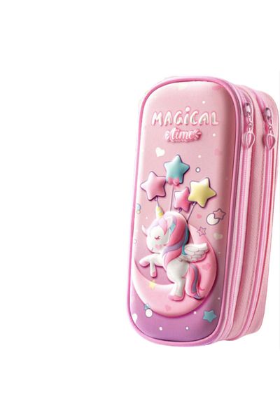 Petityu Unicorn 3d μεγάλη μολυβοθήκη με διπλό φερμουάρ - Σκληρή μολυβοθήκη με διπλό φερμουάρ Asiri Cute μολυβοθήκη