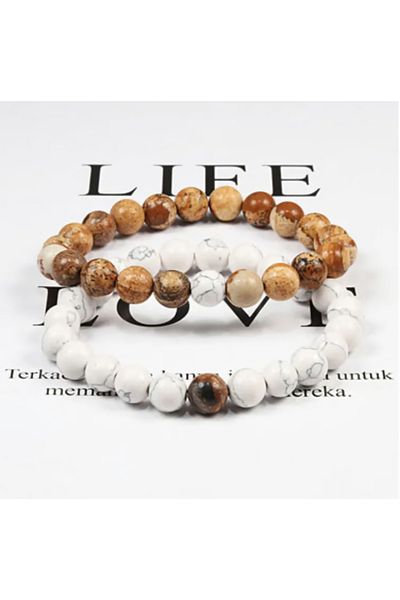 Padore Accessory Very Stylish 2 Pieces Bracelets with Jasper and Jade Natural Stones| Handmade