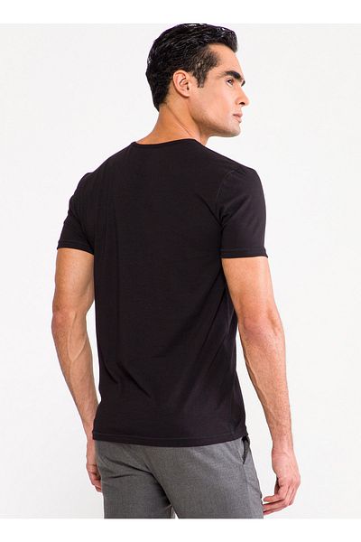 D'S Damat Ds Damat Crew Neck Plain Black Men's Undershirt DS0401