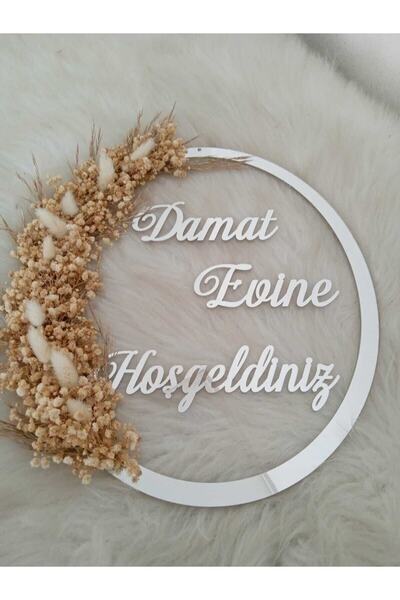 Genel Markalar Damat Evine Hoşgeldiniz Kapı Süsü Kapı Süsü Pleksi Gümüş Söz N...