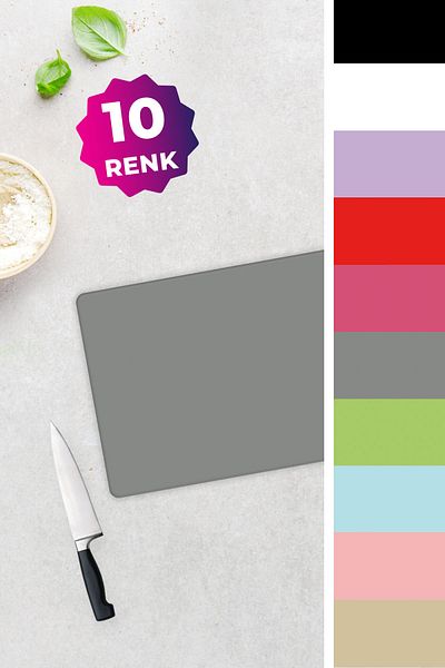 Decorita Solid Color - Gray |   Glass Cutting Board - Glass Cutting Board |   20cm X 30cm