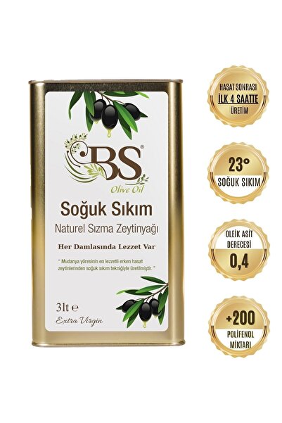 BS Organik Natürel Sızma Soğuk Sıkım Zeytinyağı 3 Lt
