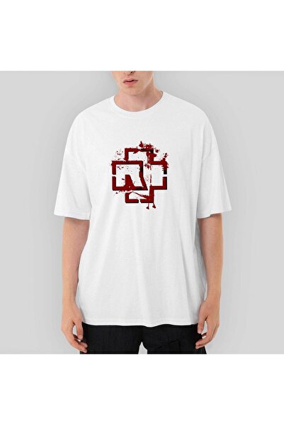 Z zepplin Tricou alb supradimensionat cu Logo Rammstein 4