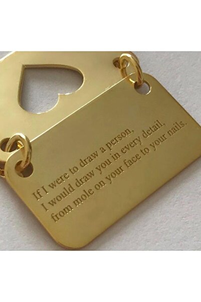 GÜMÜŞ 925k Açılır Kapanır Plaka ‘istediğini Yazdır’ Altın Kaplama Kolye