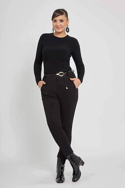 VERDA Leather Belted Pants