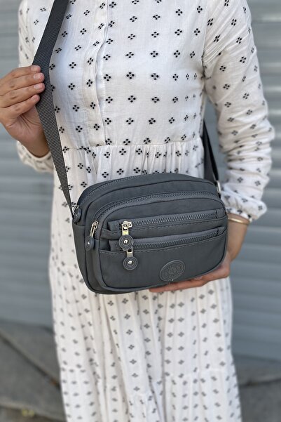 PurpleART Ženska siva dnevna naborana Sa ukrštenim bretelama Torba za rame na...