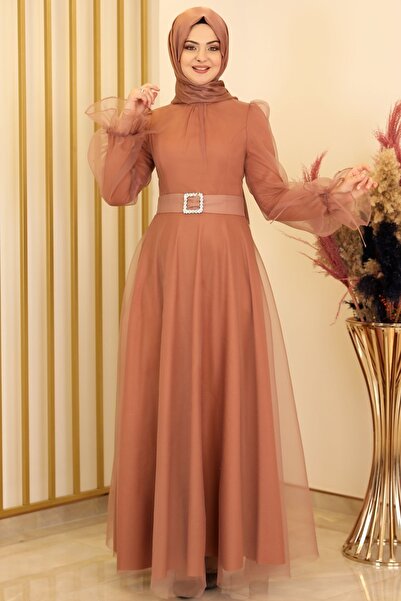 Fashion Showcase Selen Evening Dress Camel - Design - Fsc2139