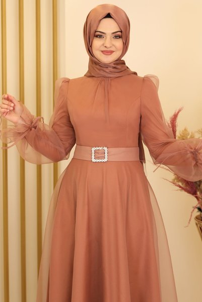 Fashion Showcase Selen Evening Dress Camel - Design - Fsc2139