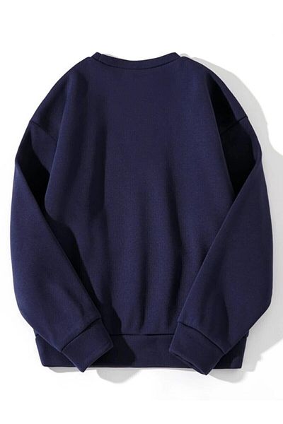 My Blog Hanorac oversize cu imprimeu Boston bleumarin