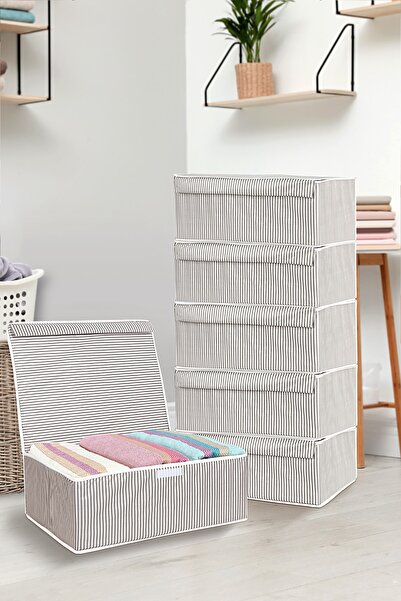 Meleni Home 6'lı Set Kapaklı Çok Amaçlı Hurç Saklama Kutusu Organizer Baza 50...