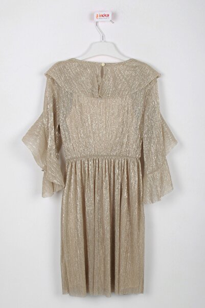 incity Kız Çocuk Yakası Gold Sarı Uzun Elbise