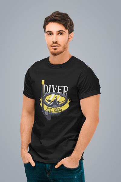 ErTaPassage Ανδρικό μπλουζάκι Black Diver με τύπωμα - T3648937