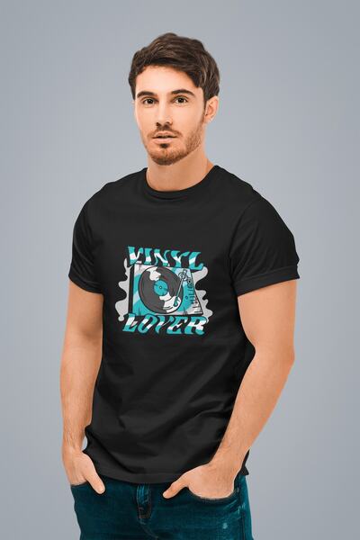 ErTaPassage Crni gramofon Štampano muški T-shirt - T1488883