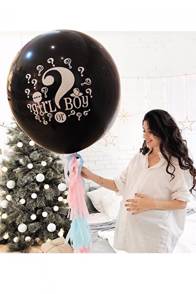 Parti dolabı Black Large Size Gender Reveal Party - Balloon and Confetti