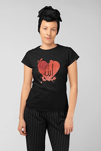 ErTaPassage Γυναικείο μπλουζάκι Black Heart Allah με τύπωμα - T9710450