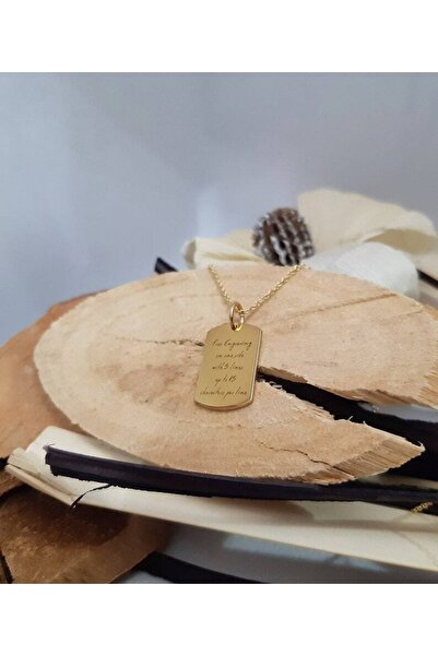 GÜMÜŞ 24 Ayar Has Altın Kaplama 'istediğini Yazdır' Plaka Kolye