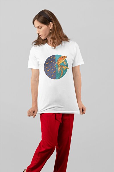 ErTaPassage Pește alb de aur cu imprimeu Femei tricou - T1354685