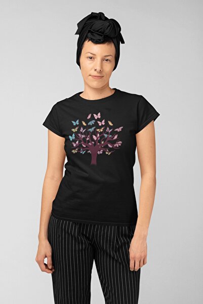 ErTaPassage Fluturi negri cu imprimeu Arborele tricou - T3719006