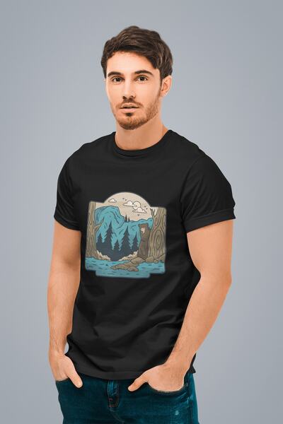 ErTaPassage Wildernes cu imprimeu pentru bărbați, negru tricou - T9253837
