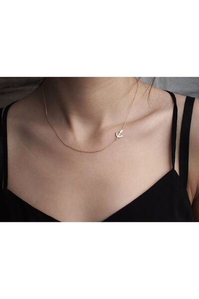 GÜMÜŞ 24 Ayar Has Altın Kaplama Yan Çapa Kolye