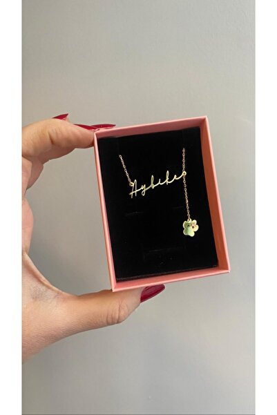 GÜMÜŞ Sarkan Zincir Pati Isim Altın Kaplama Kolye