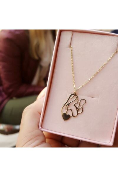 GÜMÜŞ 925k Anne Bebek Altın Kaplama Kolye