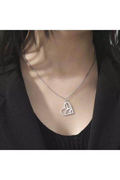 GÜMÜŞ 925 Ayar Kalp Içinde Dans Kolye