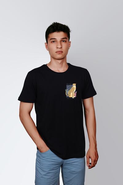 ErTaPassage Ανδρικό μπλουζάκι μαύρο - Believe and Achieve με τύπωμα , T9575133