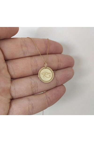 GÜMÜŞ 925k Tasarım Ra’nın Gözü Altın Kaplama Kolye