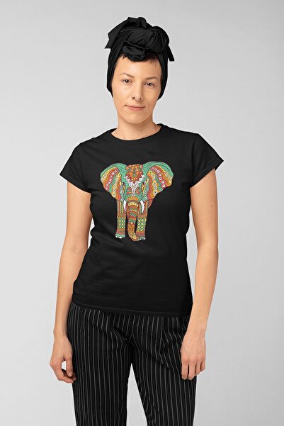 ErTaPassage Elefant negru cu imprimeu Femeie tricou - T7111730