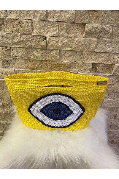 Gönülden Tasarım Evil Eye Bead Knitted Design Clutch Bag Geanta de seara Geanta Macrame 30x38cm