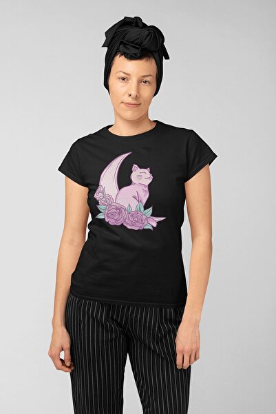 ErTaPassage Γυναικείο μπλουζάκι Black Cat με τύπωμα - T5814553