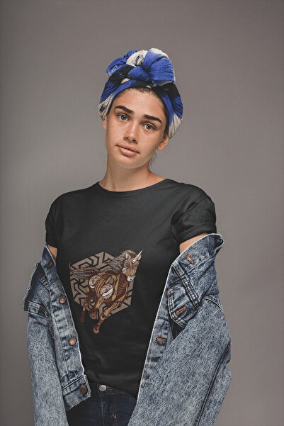 ErTaPassage Călărie neagră pentru femei cu imprimeu Standard tricou T1911459