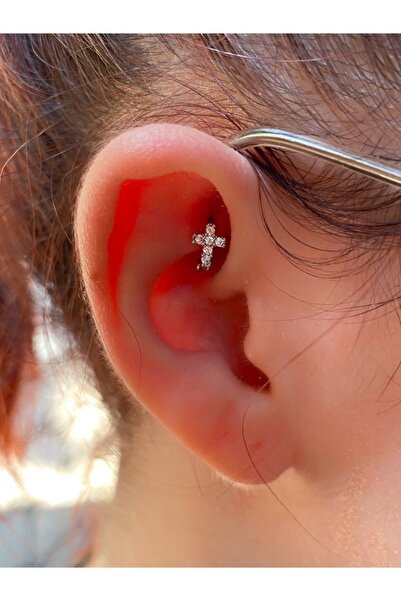 Arescollection Cerrahi Çelik Haç Tragus Piercing