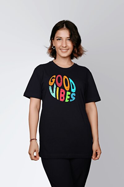 ErTaPassage Black Good Vibes cu imprimeu Femei tricou - T254643