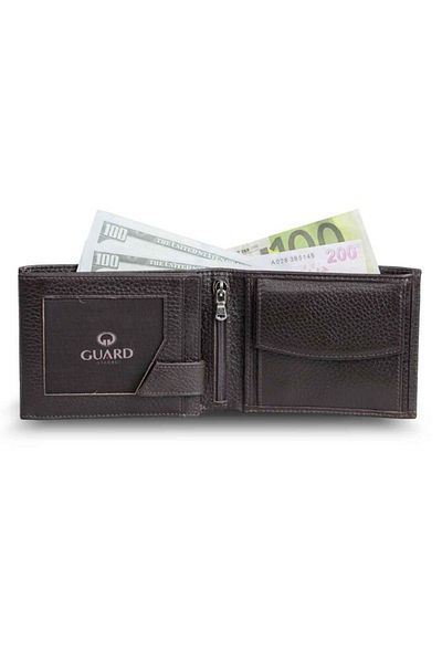 GUARD Men's Leather Wallet - Hgüneyli, Brown, Coin Compartment