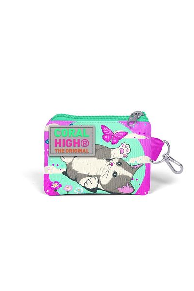 Coral High Θήκη για στυλό και τσαντάκι με νερό πράσινο ροζ γάτα