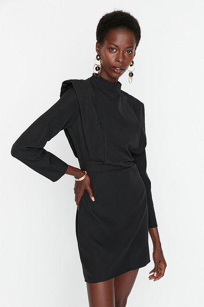 Trendyol Collection Μαύρο Μίνι Υφαντό Φόρεμα TWOAW23EL00900