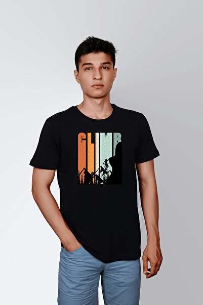 ErTaPassage Black Mountain Climbing Printed Men's T-shirt - T9426577