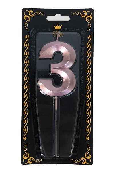 PARTİSERÜVENİ Rakam Mum 3 Rose Renk 14 Cm